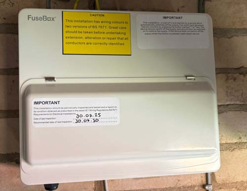 Modern consumer unit installed after a fuse board upgrade in Leicester