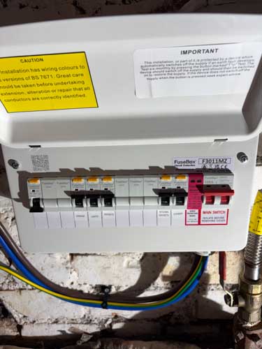 New consumer unit fitted after exposed wiring upgrade in Leicester