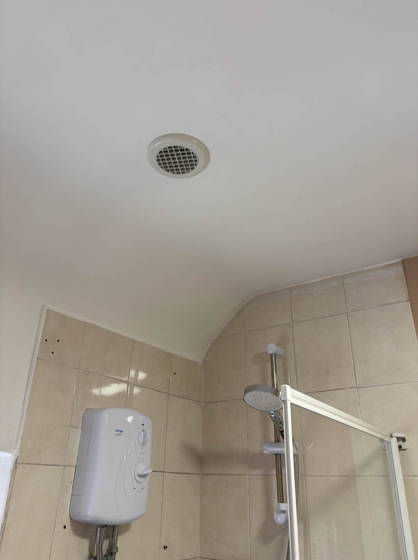 Bathroom ceiling extractor fan fitted by JTI Electrical